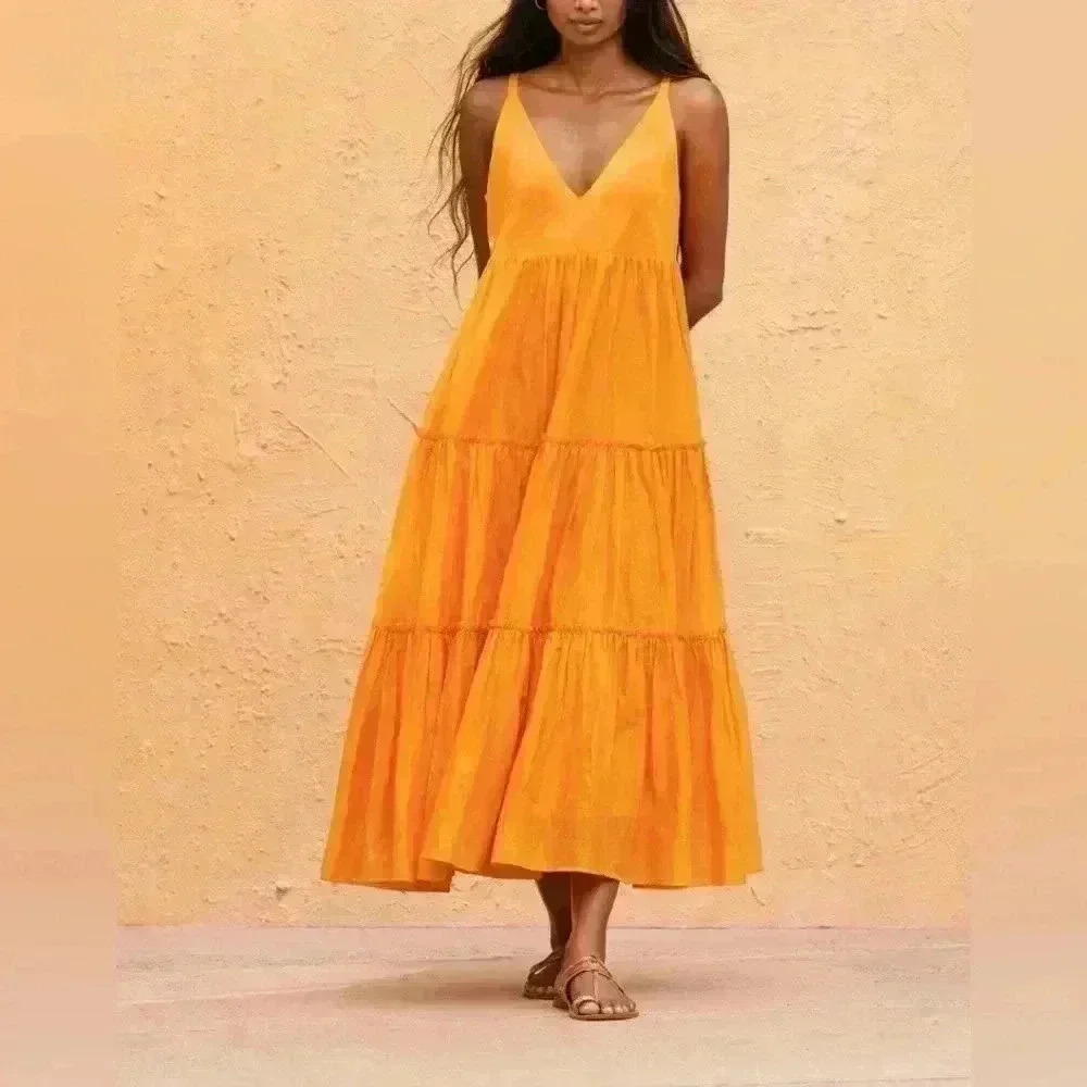 🆕And Now This Plus-Size Tier Light Orange Maxi Dress 0XL🆕 - Picture 2 of 16
